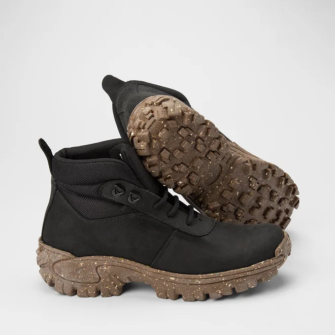 Bota Coturno Masculina Bow River Em Couro & Nobuck Preto
