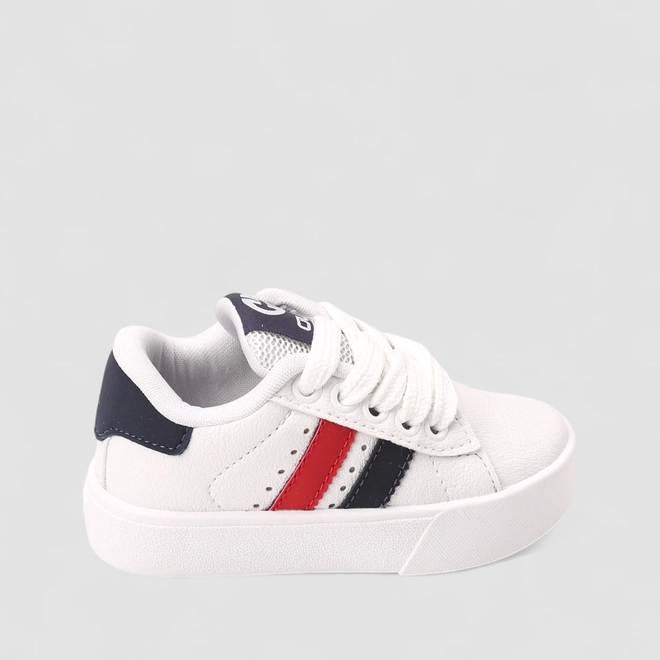 Tênis Casual Infantil Ollie Originals Listras Branco