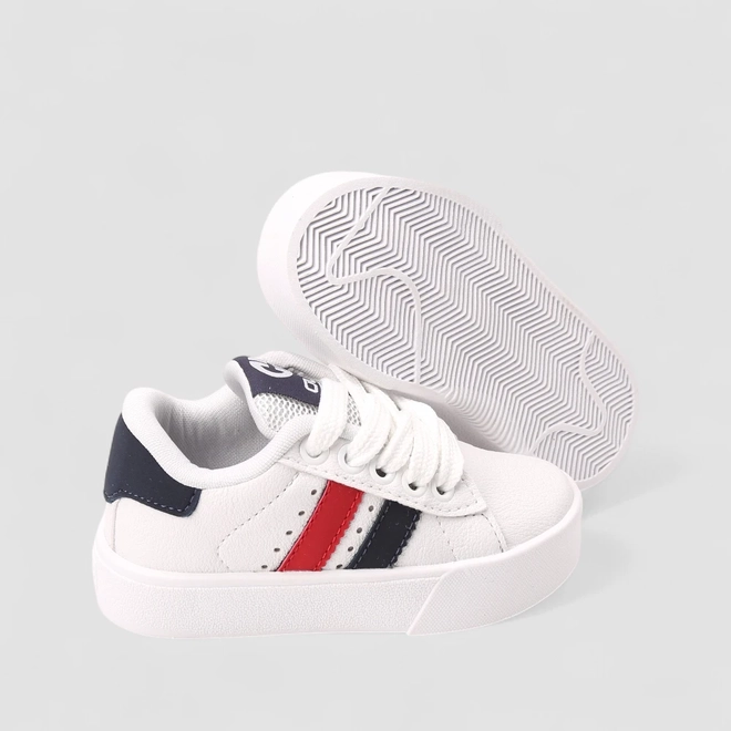 Tênis Casual Infantil Ollie Originals Listras Branco