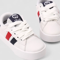 Tênis Casual Infantil Ollie Originals Listras Branco