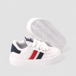 Tênis Casual Infantil Ollie Originals Listras Branco