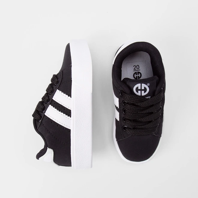 Tênis Casual Bebê Ollie Originals Recorte Lateral Nobuck Preto