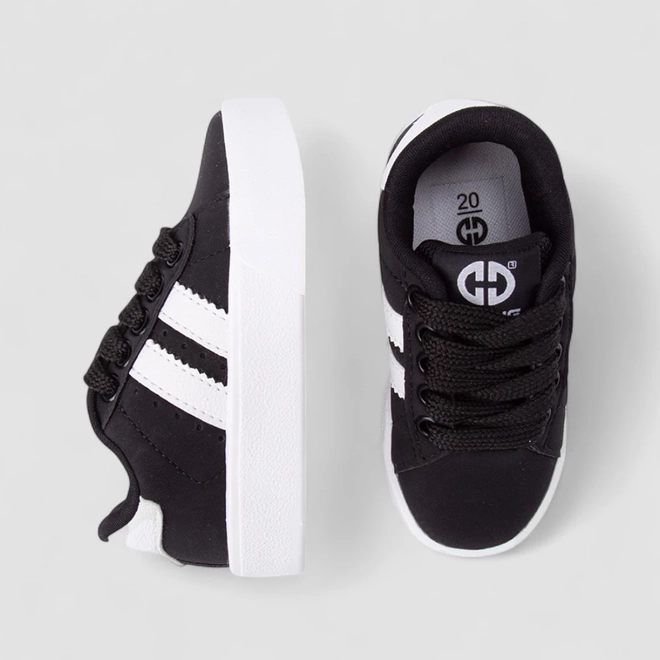 Tênis Casual Bebê Ollie Originals Recorte Lateral Nobuck Preto