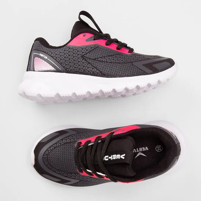Tênis Esportivo Infantil Vertus Preto & Rosa