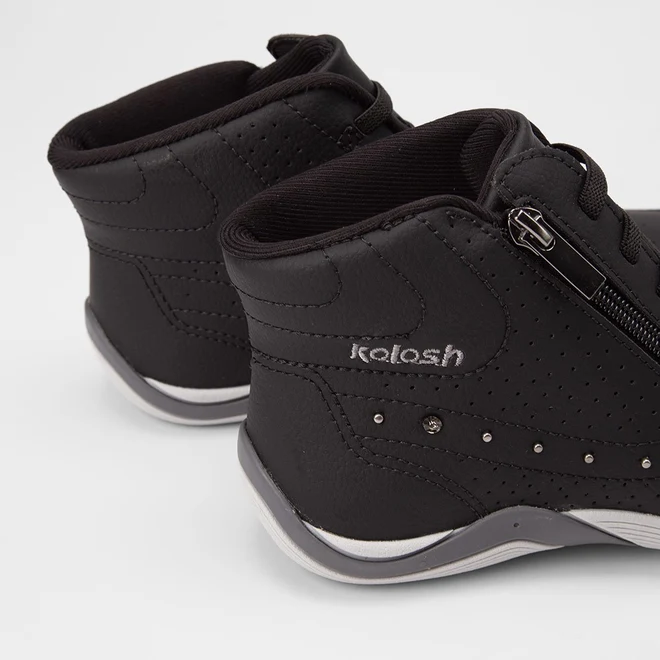 Tênis Casual Feminino Kolosh Cano Alto Zíper Preto