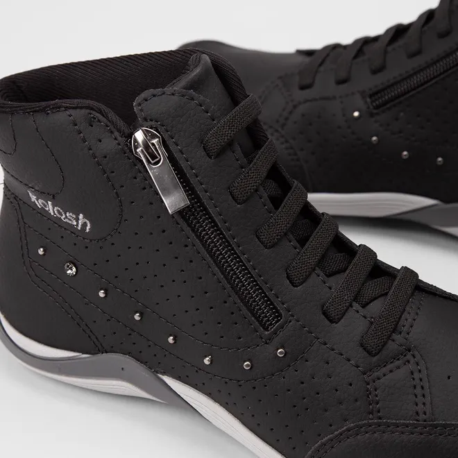Tênis Casual Feminino Kolosh Cano Alto Zíper Preto