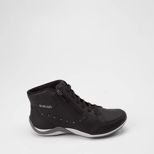Tênis Casual Feminino Kolosh Cano Alto Zíper Preto