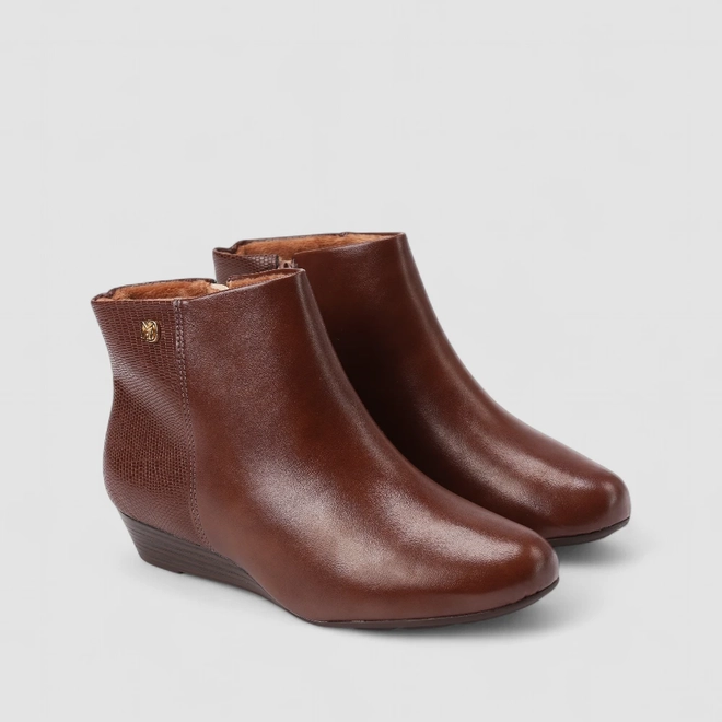 Ankle Boot Feminina Modare Anabela Texturizada Marrom