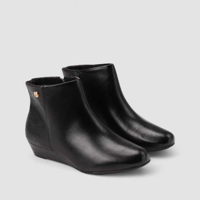 Ankle Boot Feminina Modare Anabela Texturizada Preto