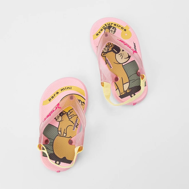 Chinelo Bebê Rider Capivara Glitter Rosa