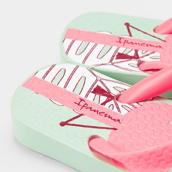 Chinelo Infantil Ipanema Flamingo Verde & Rosa