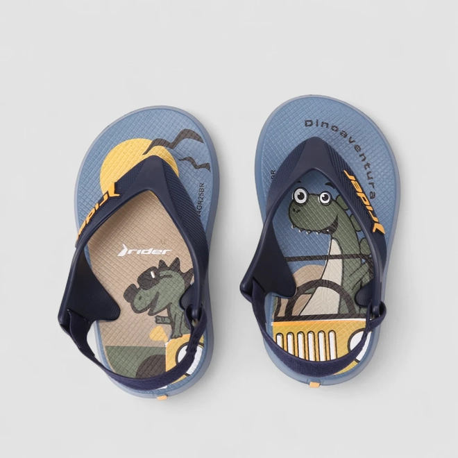Chinelo Rider Infantil Dinossauro Azul