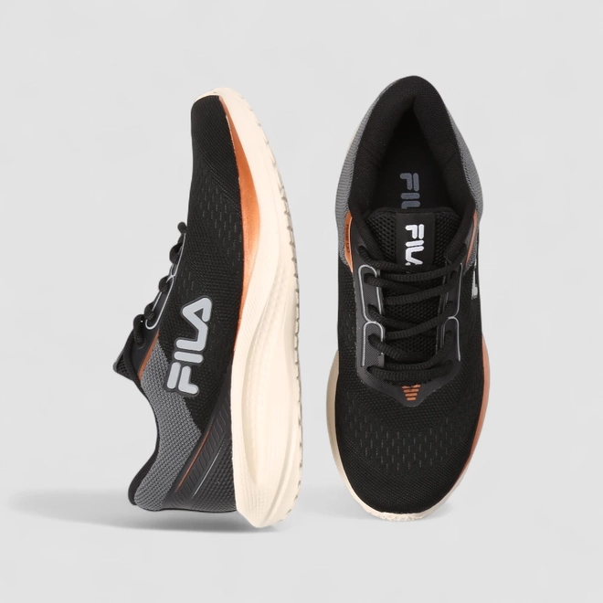 Tênis Esportivo Feminino Fila Original Metalizado Preto
