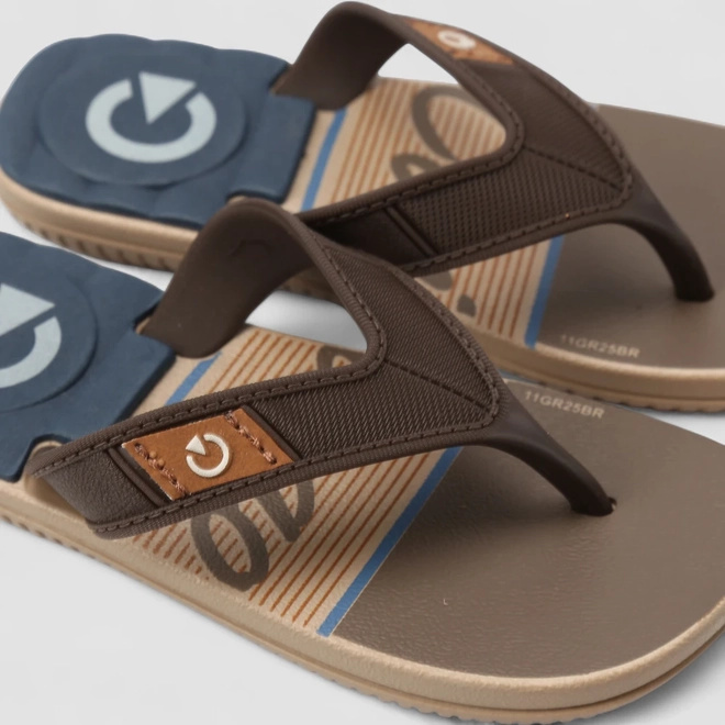 Chinelo Infantil Cartago Conforto Marrom & Azul