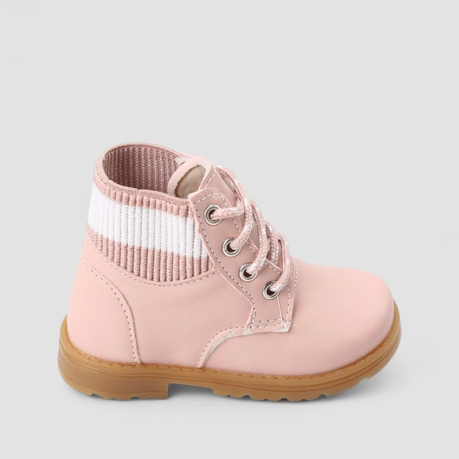 Bota Coturno Bebê Gabrielinha Detalhe Knit Rosa
