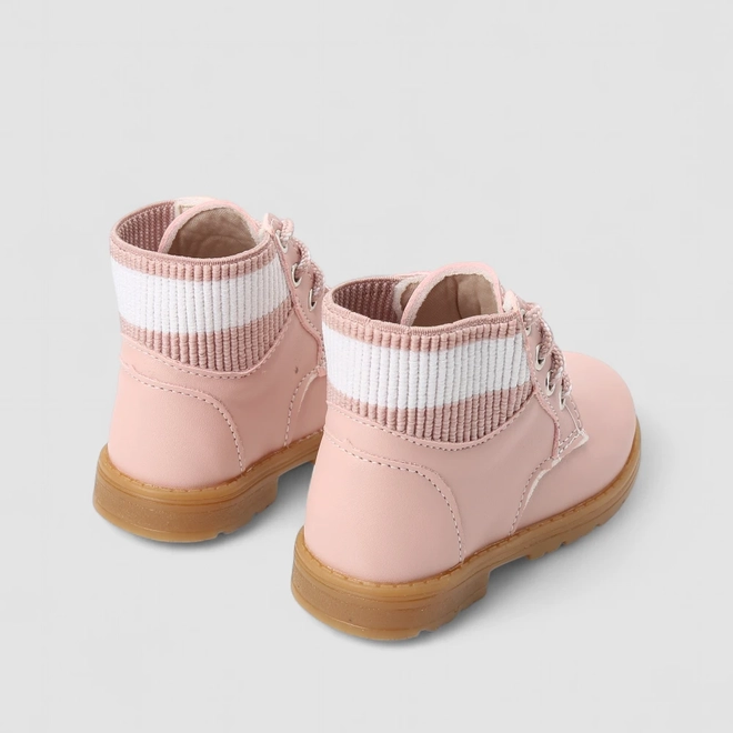 Bota Coturno Bebê Gabrielinha Detalhe Knit Rosa