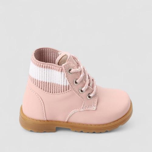 Bota Coturno Bebê Gabrielinha Detalhe Knit Rosa