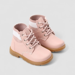 Bota Coturno Bebê Gabrielinha Detalhe Knit Rosa