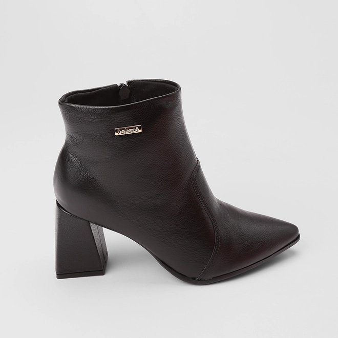 Ankle Boot Feminina Bebecê Couro Preto