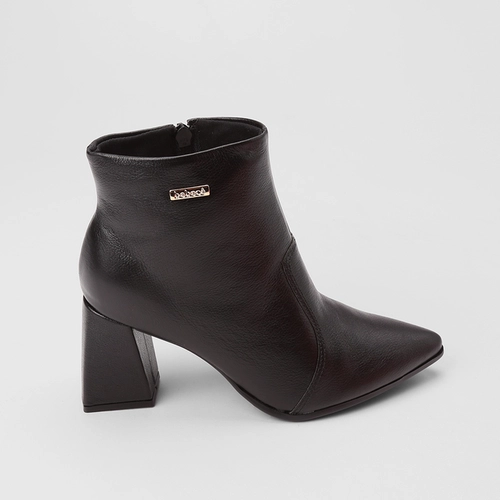 Ankle Boot Feminina Bebece Couro Preto