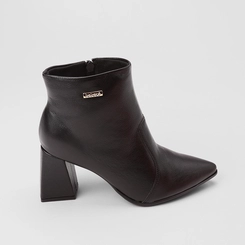 Ankle Boot Feminina Bebecê Couro Preto