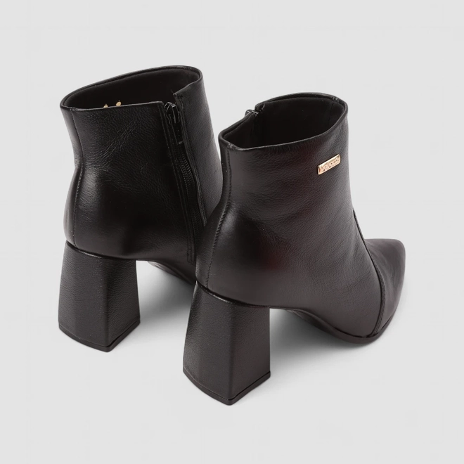 Ankle Boot Feminina Bebecê Couro Preto