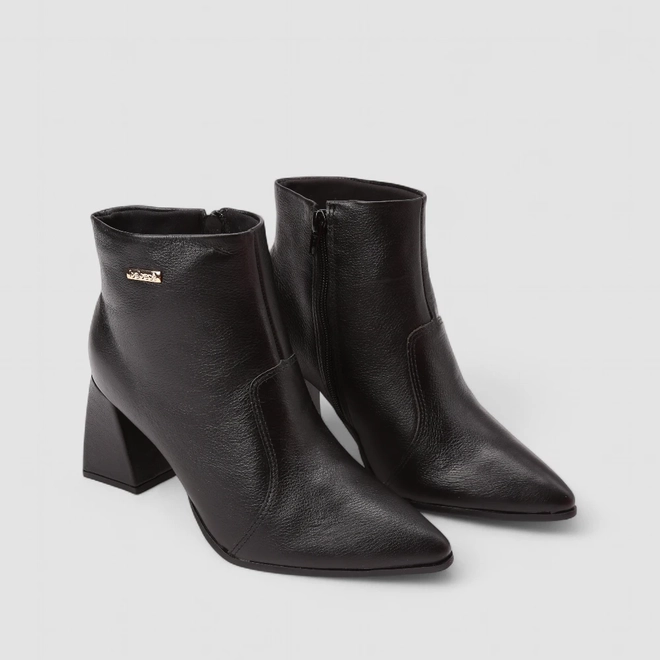 Ankle Boot Feminina Bebecê Couro Preto