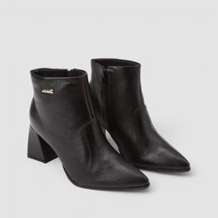 Ankle Boot Feminina Bebecê Couro Preto