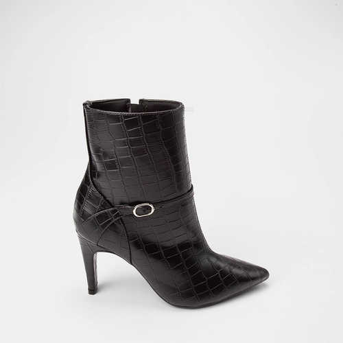 Bota Feminina Gabriela Textura Croco Preto