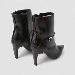 Bota Feminina Gabriela Cano Médio Textura Croco Preto
