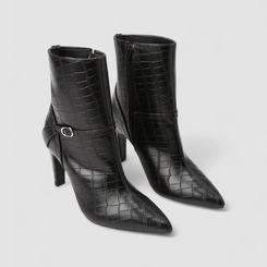 Bota Feminina Gabriela Cano Médio Textura Croco Preto