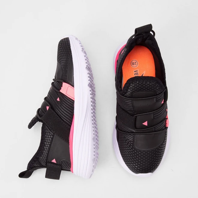 Slip On Infantil Vertus Calce Fácil Preto & Rosa