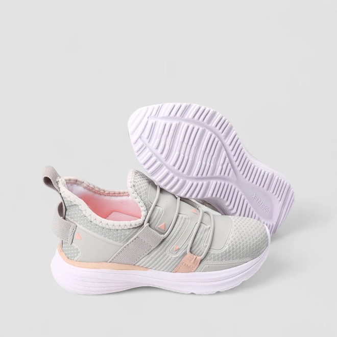 Slip On Infantil Vertus Calce Fácil Cinza & Rosa