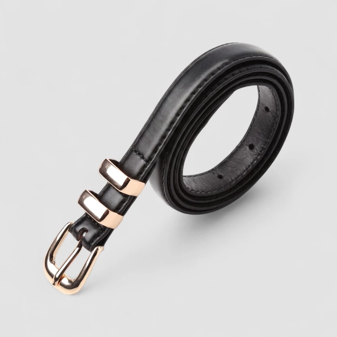Cinto Feminino Gabriela Fivela Dourada Preto