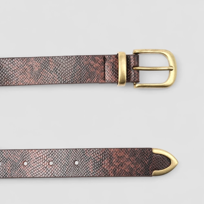 Cinto Feminino Gabriela Textura Cobra Marrom