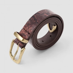 Cinto Feminino Gabriela Textura Cobra Marrom