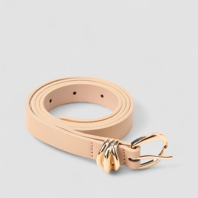 Cinto Feminino Gabriela Fivela Dourada Nude