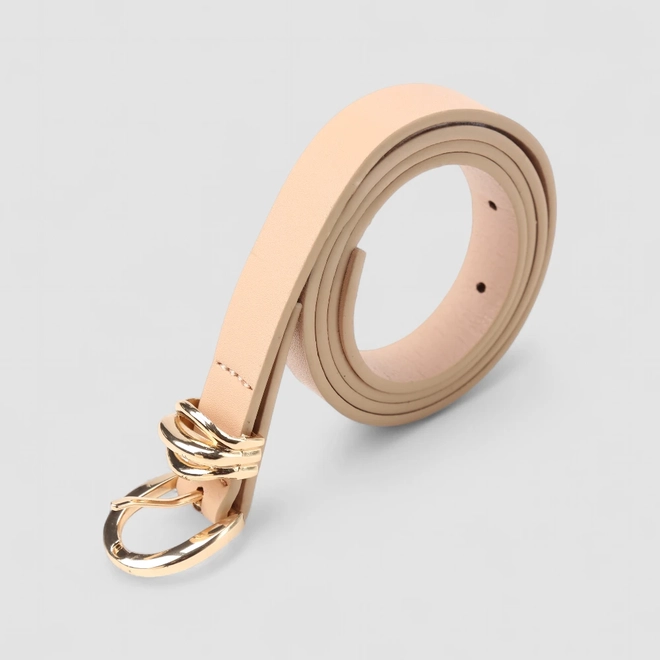 Cinto Feminino Gabriela Fivela Dourada Nude