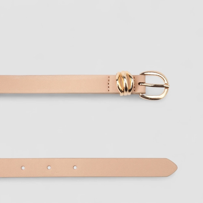 Cinto Feminino Gabriela Fivela Dourada Nude