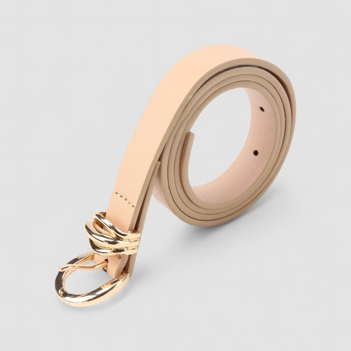 Cinto Feminino Gabriela Fivela Dourada Nude