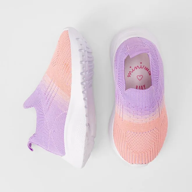 Slip On Bebê Sua Cia Calce Fácil Roxo & Rosa