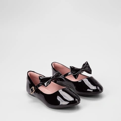 Sapatilha Boneca Infantil Sua Cia Enfeite Laço Verniz Preto