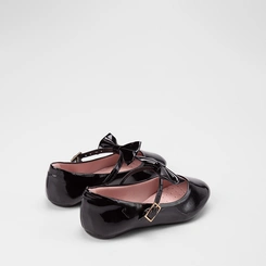Sapatilha Boneca Infantil Sua Cia Enfeite Laço Verniz Preto