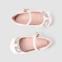 Sapatilha Boneca Bebê Sua Cia Laço Strass Verniz Off White