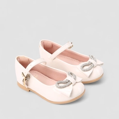 Sapatilha Boneca Bebê Sua Cia Laço Strass Verniz Off White