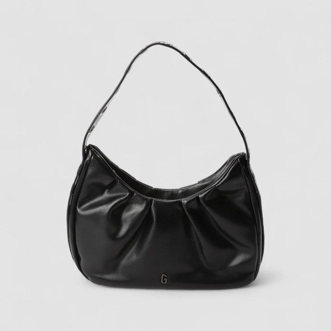Bolsa Hobo Gabriela Média Detalhe Ilhós Preta