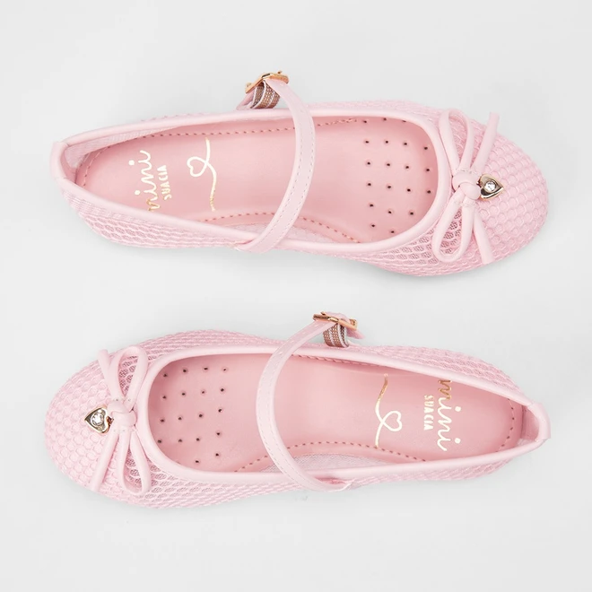Sapatilha Boneca Infantil Sua Cia Enfeite Laço Tela Rosa