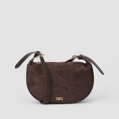 Bolsa Transversal Gabriela Média Suede Marrom