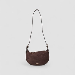 Bolsa Transversal Gabriela Média Suede Marrom