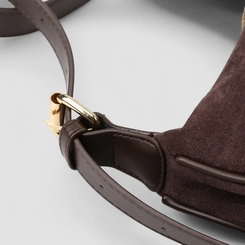 Bolsa Transversal Gabriela Média Suede Marrom